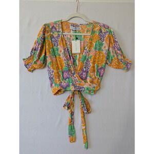 Faithfull the‎ Brand LA Colle Floral Print Wrap Top Womens Size 4 Small New